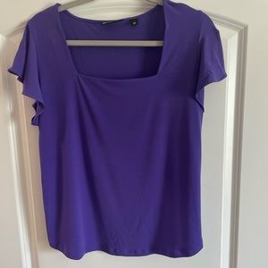 New York and company flutter sleeve square neck tee